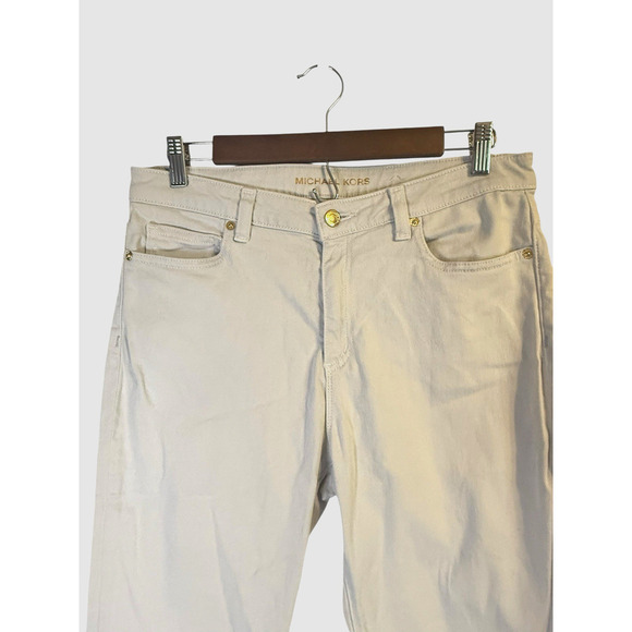 Michael Kors Izzy Cropped Skinny Jeans Women’s Size 10 Cream Stretch Denim Colom - Picture 1 of 7